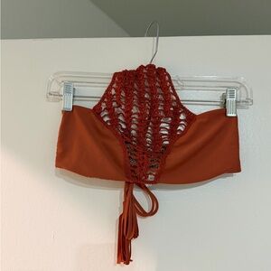 Acacia Rust Crochet Halter Bandeau Top